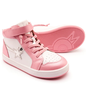 Old Soles Girl's 1007 Team-Star Casual Shoes - Snow / Pearlised Pink / Silver