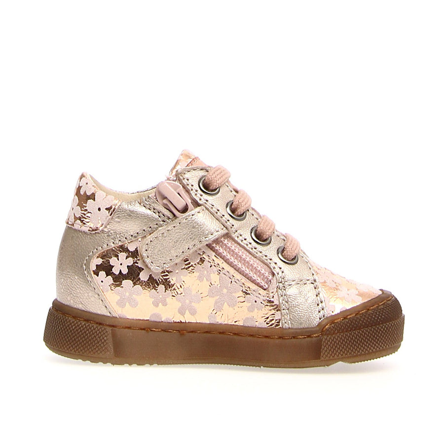 Falcotto Girl's Metallic Pebbled Patiula Zip Sneakers, Pink-Nut