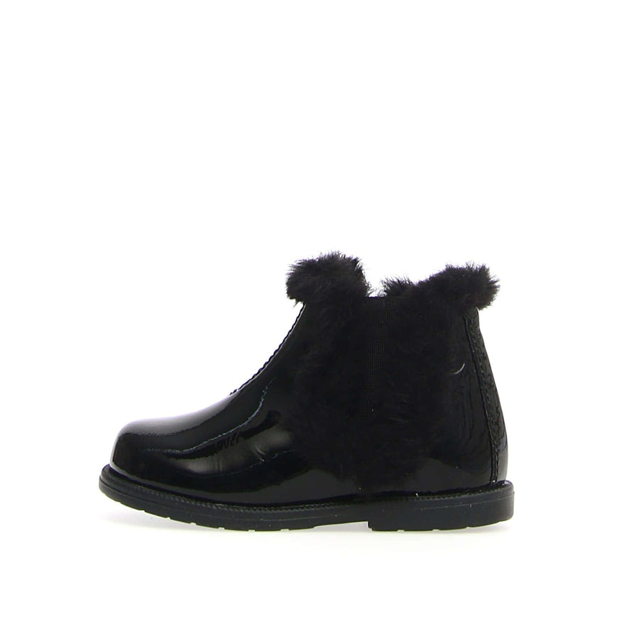 Falcotto Girl's Winter Wood Fur Shoes, Black Patent