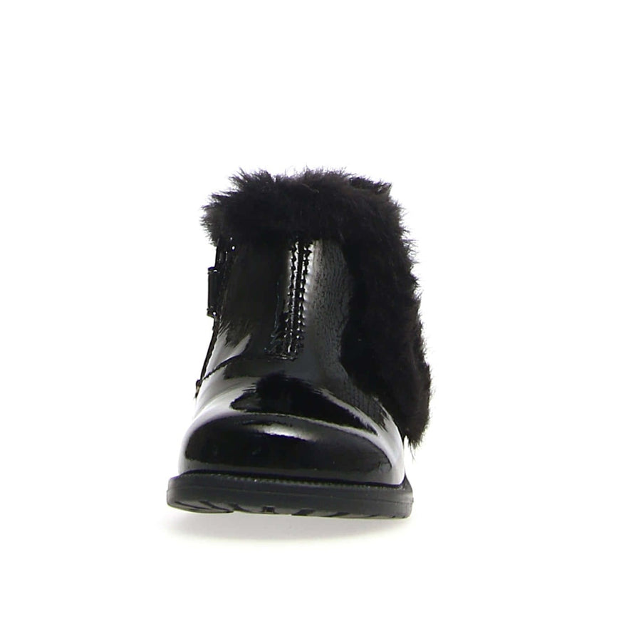 Falcotto Girl's Winter Wood Fur Shoes, Black Patent