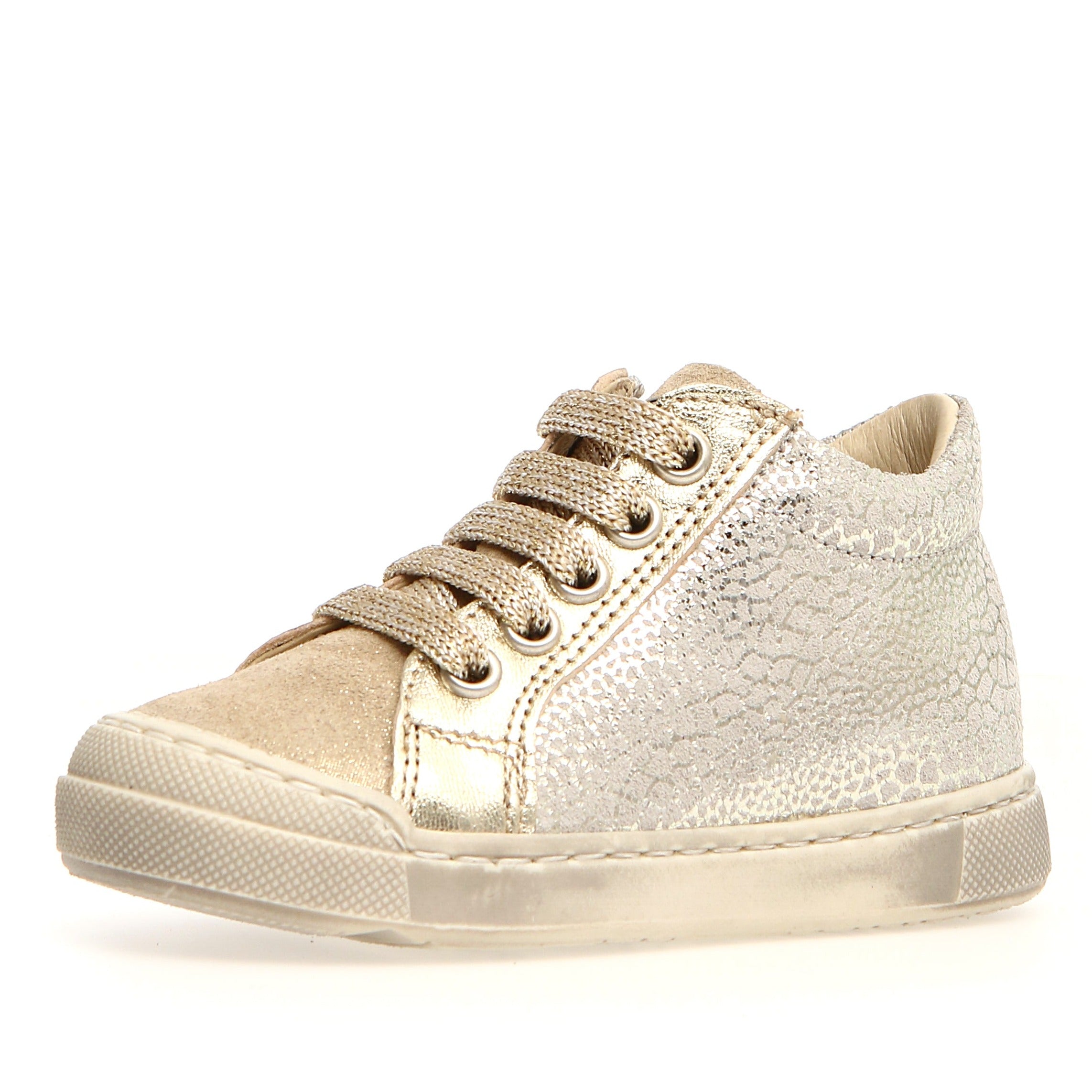 Naturino velcro's lederen sportieve sneakers Arik grijs fuxia
