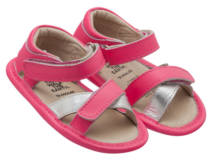 Old Soles Girl's Floss Sandals, Neon Pink/Silver
