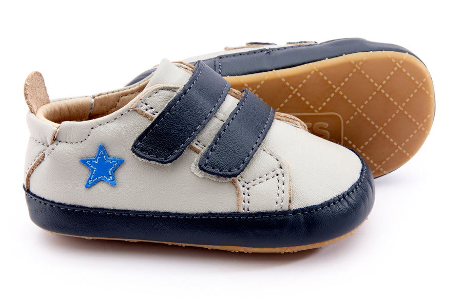 Old Soles Boy's & Girl's 0037R Star Markert Walker Sneakers - Gris/Navy/Neon Blue