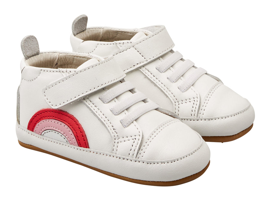 Old Soles Girl's 0069R Sunny Bub Sneakers, Snow/Bright Red/Pearlised Pink/Silver