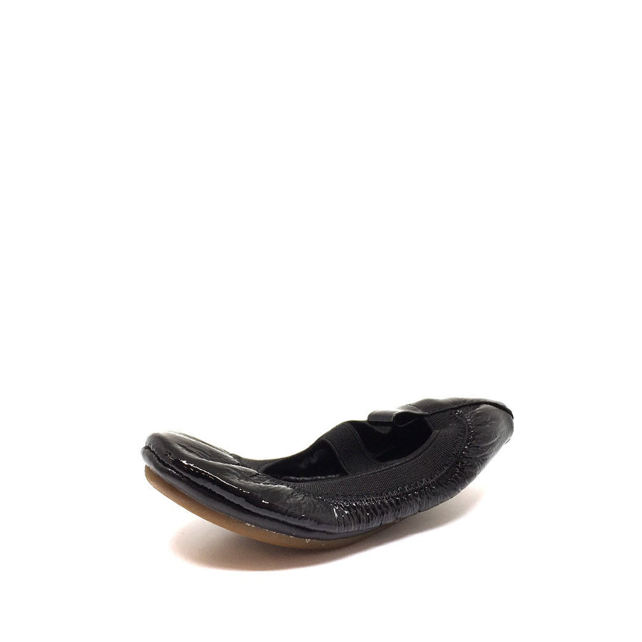 Yosi Samra Girl's Sammie Black Patent Leather Elastic Foldable Ballet Flats