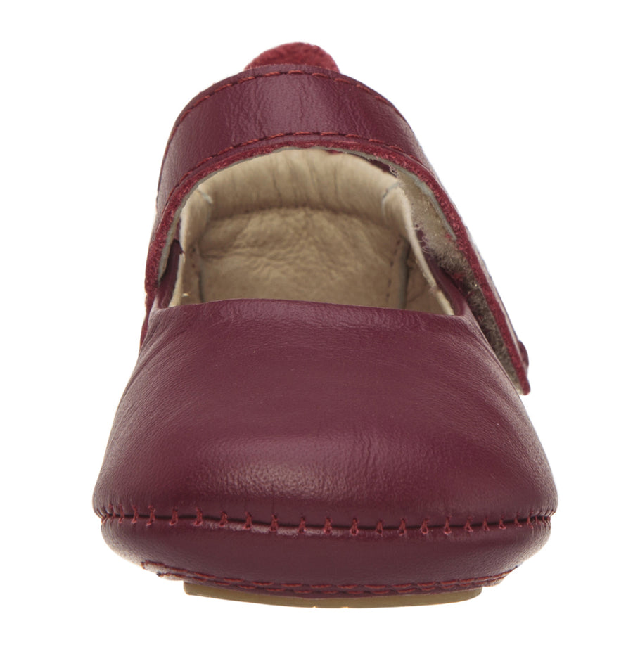 Old Soles Girl's 022 Gabrielle Burgundy Soft Leather Mary Jane Crib Walker Baby Shoes