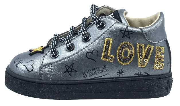Falcotto Boy's and Girl's Toddler Pete Flash Star Sneaker Tennis Shoes, Silver (Acciaio)