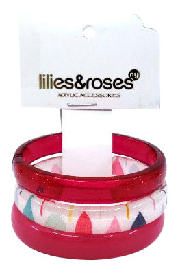 Lilies & Roses NY Fuchsia Glitter, Fuchsia, Multi Shape Print 3-Pack Bracelet
