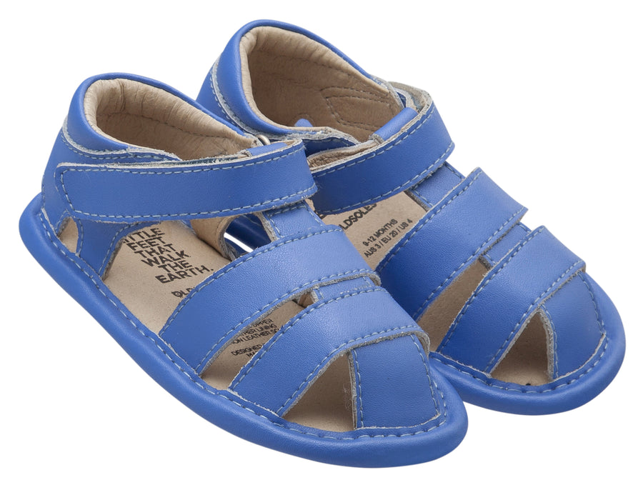 Old Soles Girl's and Boy's Neon Blue Leather Sandy Sandals
