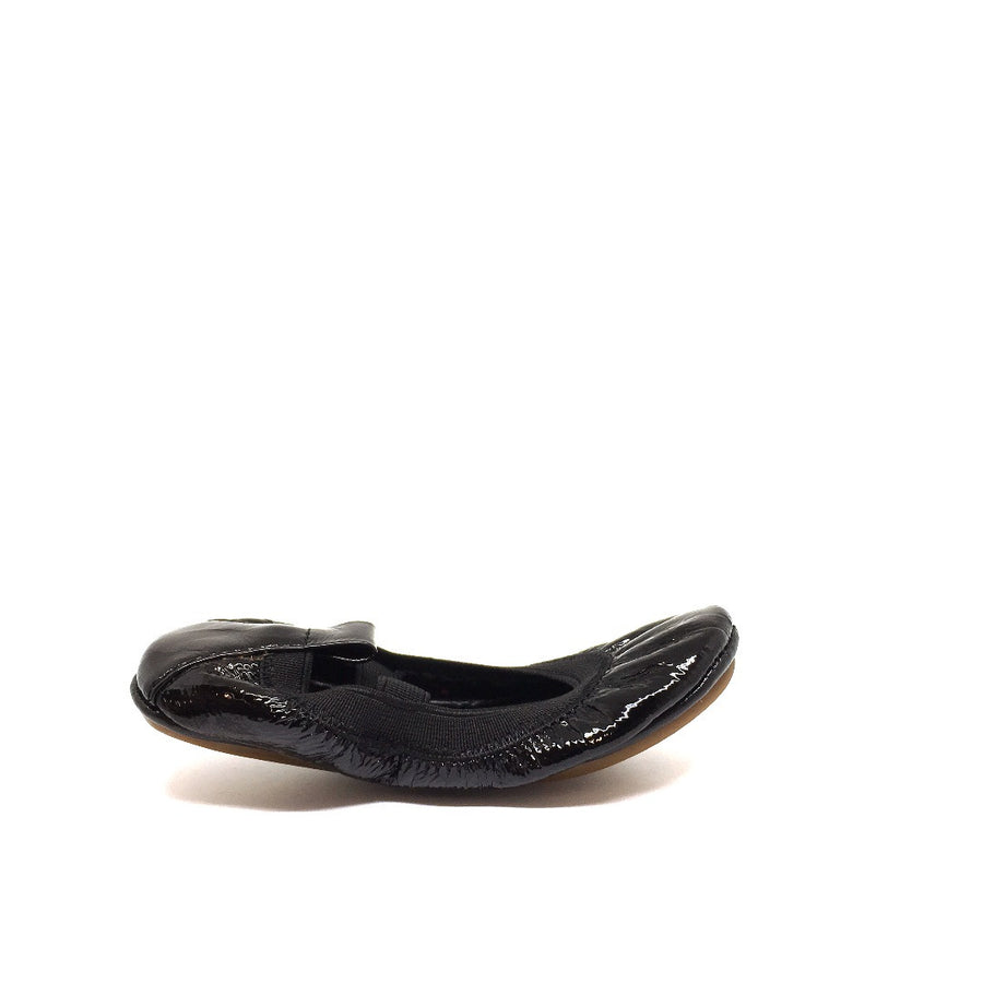 Yosi Samra Girl's Sammie Black Patent Leather Elastic Foldable Ballet Flats