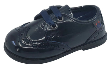 Conguitos Soft Patent Leather Wingtip Navy Toddler Mocassin for Boy's and Girl's