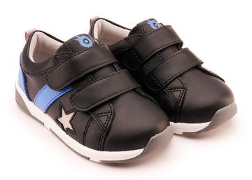 Old Soles Boy's 2101 Track Squad Casual Shoes - Black / Neon Blue / Gris / White Grey Sole