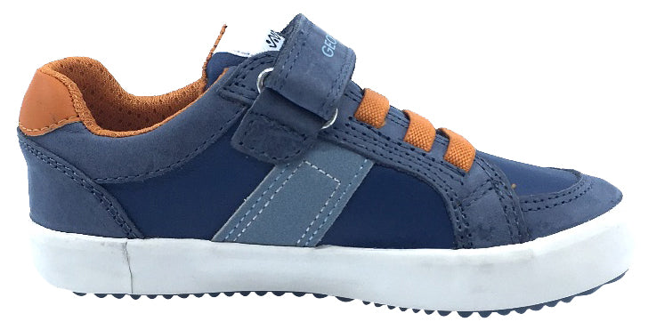 GEOX Boy's Alonisso Sneakers, Blue/Orange