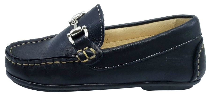 Andanines Boy's Chain Loafers, Nuit Navy Blue Black Outsole