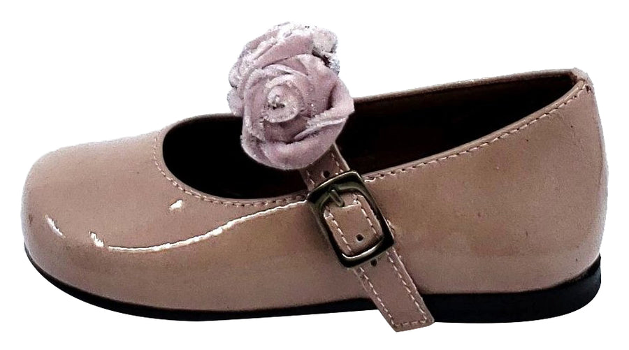 Clarys Girl's Flower Embellishment Buckle Mary Jane, Rose Patent