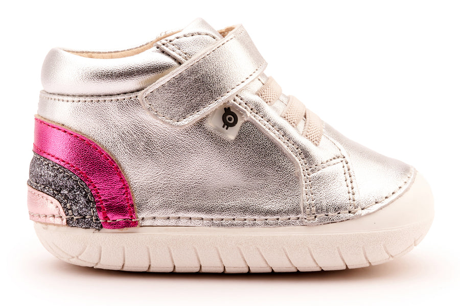Old Soles Girl's 4091 Rainbow Champster Casual Shoes - Silver / Fuchsia Foil