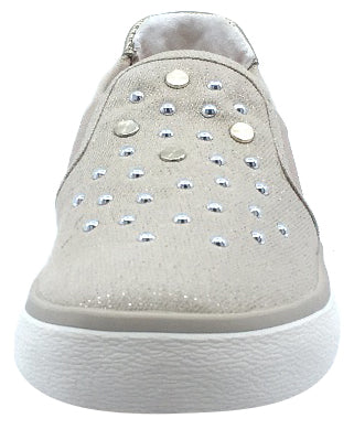 GEOX Girl's Kilwi Slip-On Sneaker Tennis Shoes, Light Beige