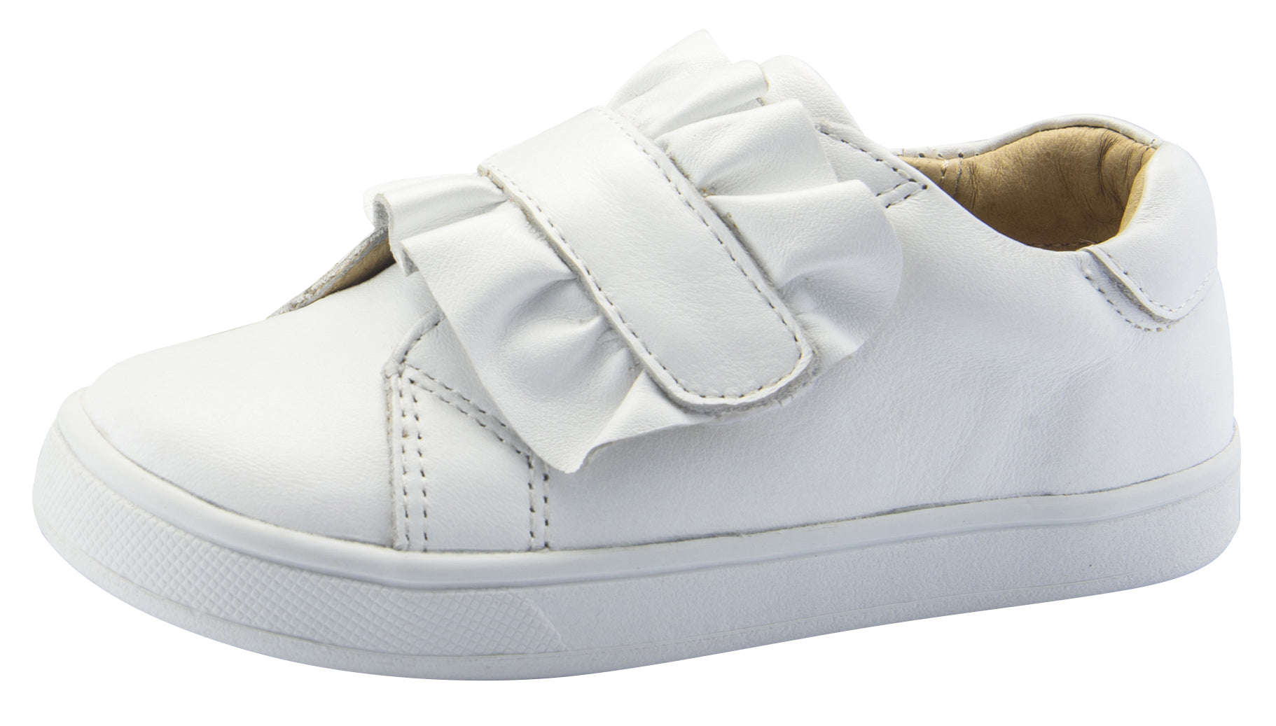 Old Soles Girl's Urban Frill Leather Sneakers, Snow/White – Just