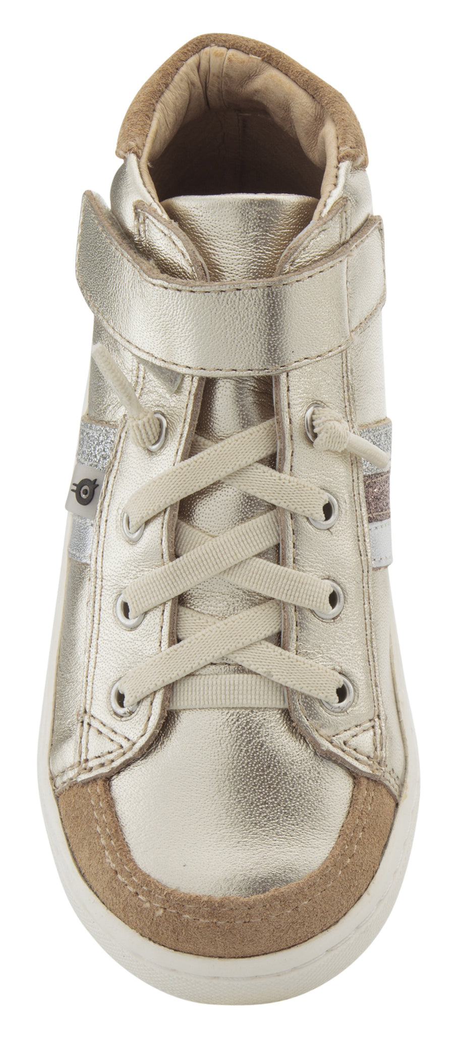 Old Soles Boy's & Girl's  Glambo High Top Leather Sneakers - Titanium/Silver/Glam Choc/Glam Argent
