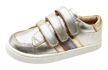 Old Soles Girl's and Boy's 6127 Sneaky Markert Leather Sneakers - Titanium/Gold Pebble/Rich Silver/Glam Choc/Gold