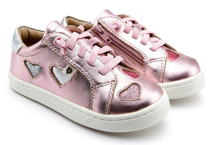 Old Soles Girl's 6136 Hearty Runner Sneakers - Pink Frost/Glam Argent/Silver/Glam Pink/Fuchsia Foil