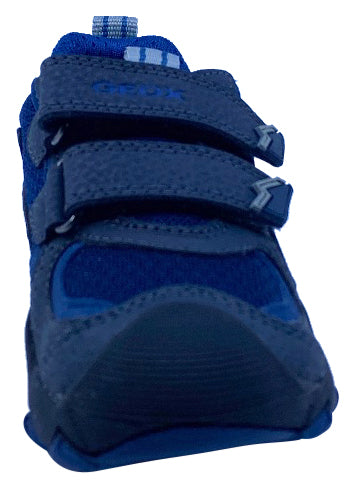 Geox Respira Boy's J Buller Double Hook and Loop Sneaker Shoes, Navy/Grey