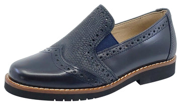 Maria Catalan Boy's & Girl's Marino Navy Smooth Slip On Moccasin Loafer Shoe