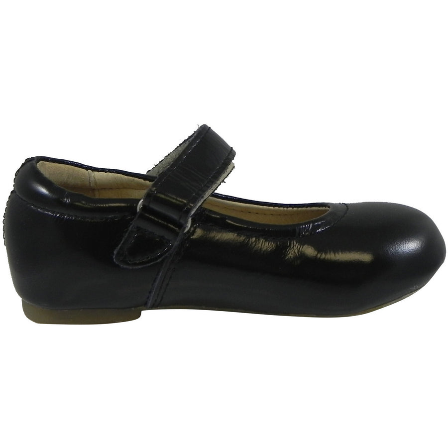 Old Soles Girl's 800 Praline Shoe Black Patent Leather Hook and Loop Mary Jane Flats