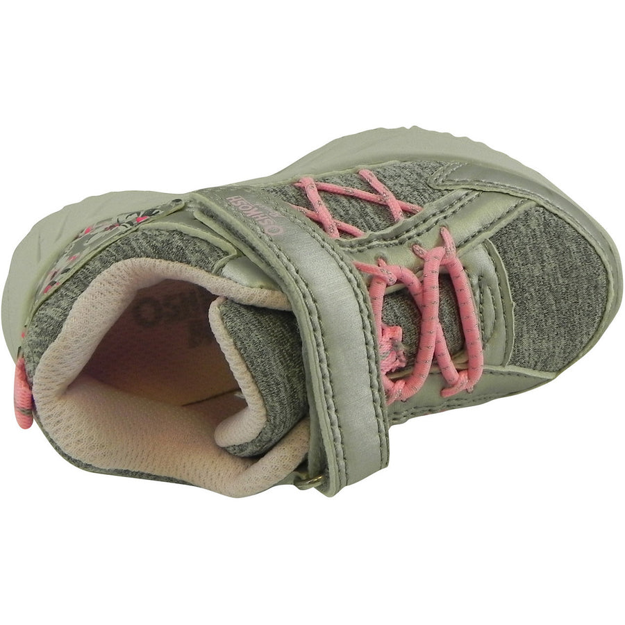OshKosh Girl's Rivet Design Slip On Hook and Loop Sneaker Light Grey/Pink - Just Shoes for Kids
 - 6
