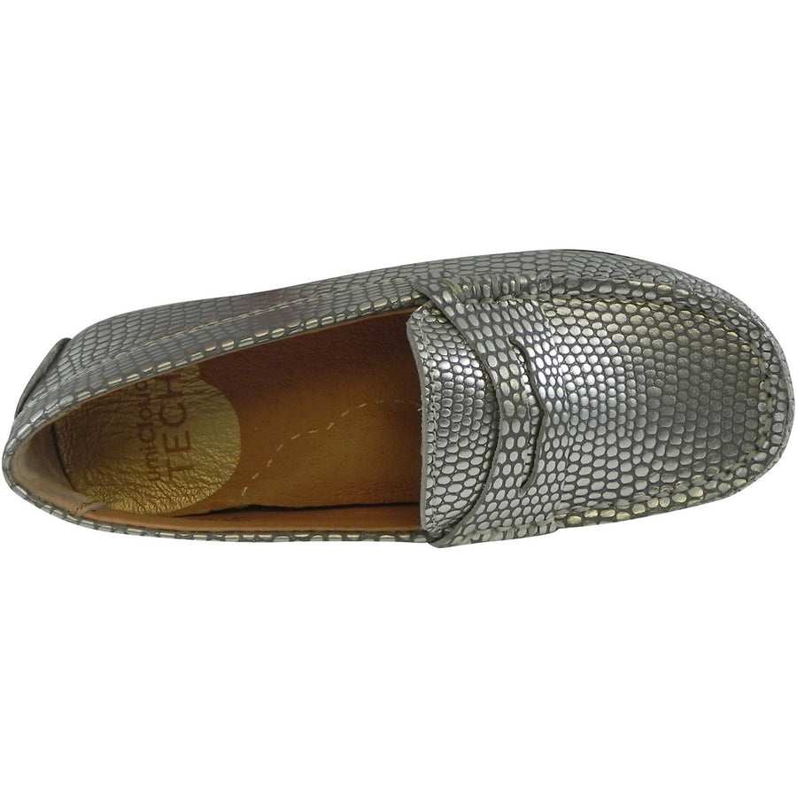 Umi Girl's Mariel Snake Print Slip On Moccasin Loafer Shoe Flats Silver - Just Shoes for Kids
 - 6