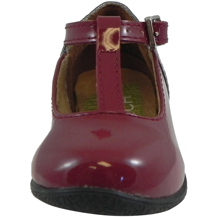 Umi Girl's Patent Leather T-Strap Studded Mary Jane Flats Burgundy - Just Shoes for Kids
 - 5
