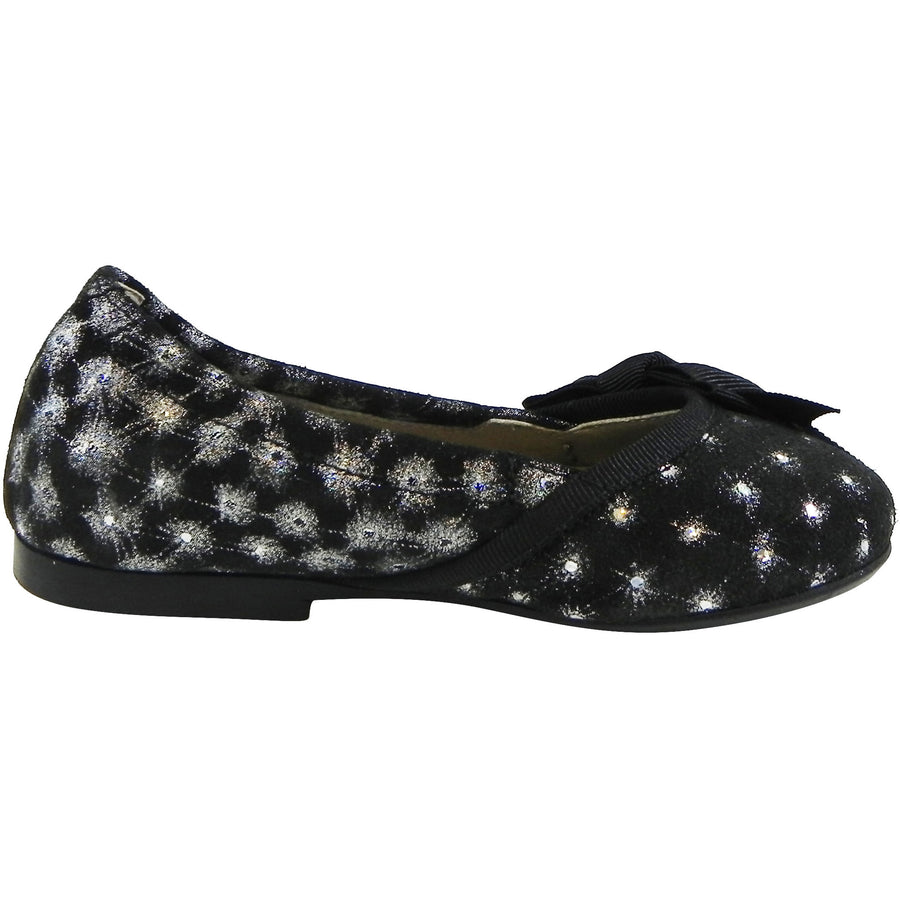 Papanatas by Eli Black Sparkle Suede with Bow Slip On Ballet Flats