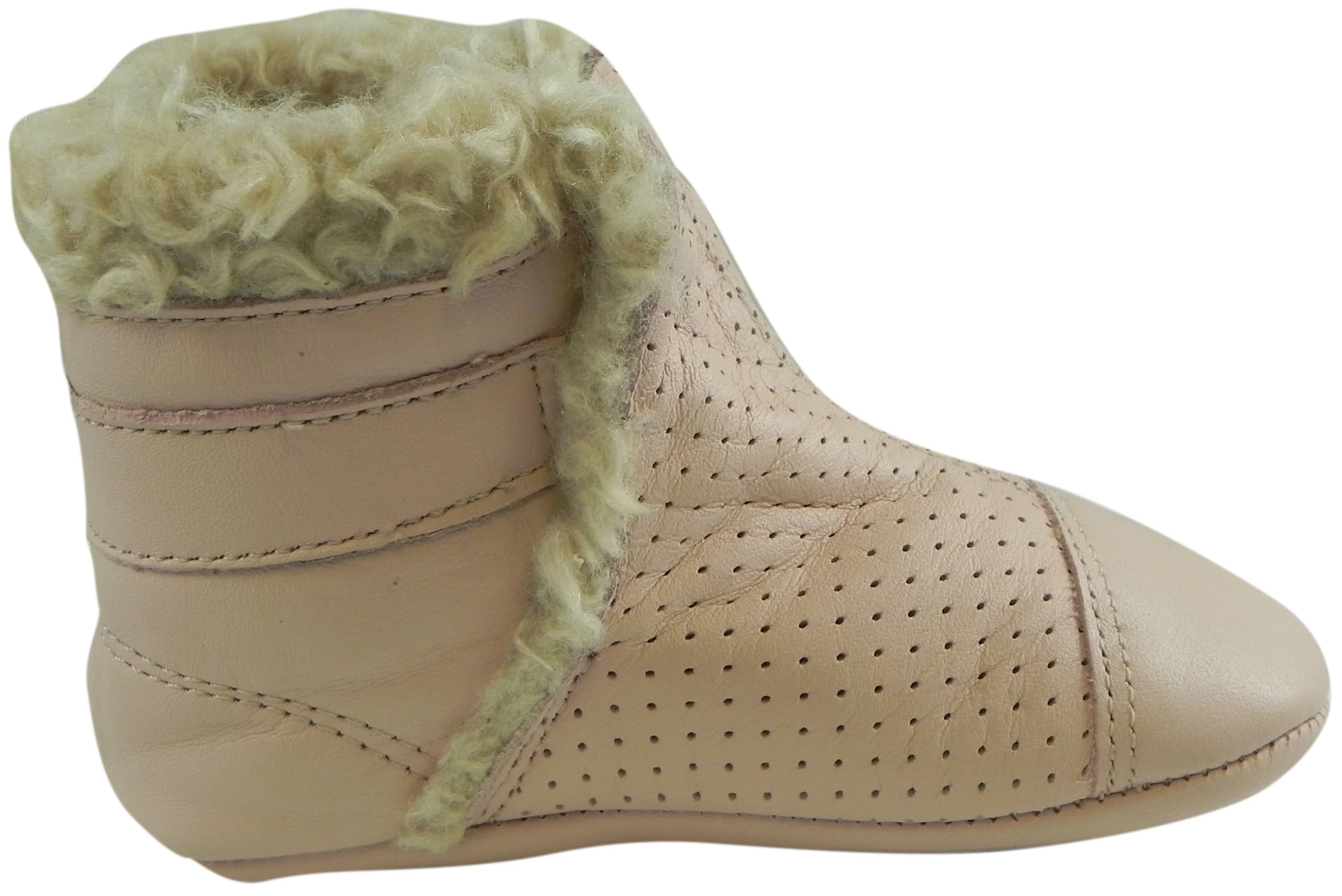 Old Soles Girl's Gatsby Powder Pink Soft Leather Slip On Fur Crib