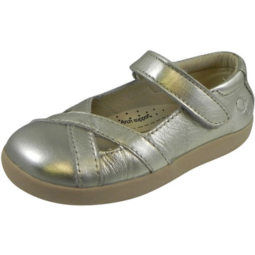 Old Soles Girl's Chianti Metallic Gold Leather Criss Cross Mary Jane Flat - Just Shoes for Kids
 - 1