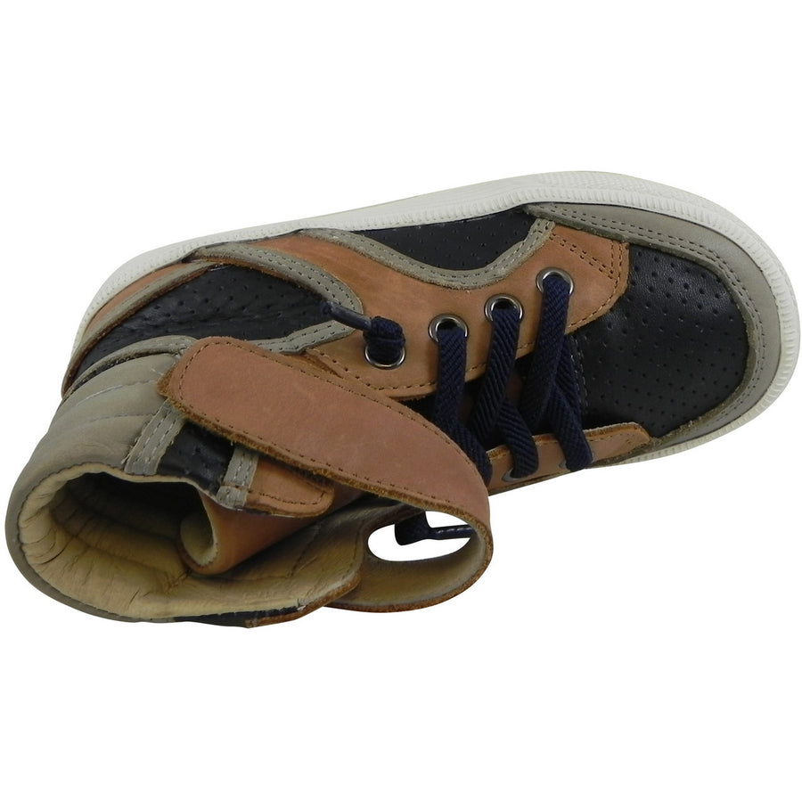 Old Soles 1027 Boy's Tan Navy Grey High Cred Leather Lace Up High Tops Sneaker - Just Shoes for Kids
 - 6