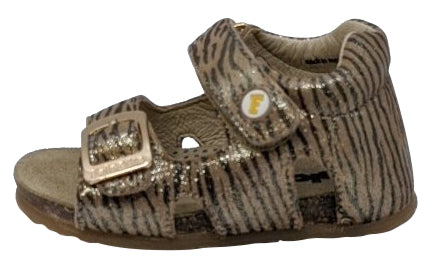 Falcotto Girl's Bea St.Zebra Lam Open Toe Sandals, Platino