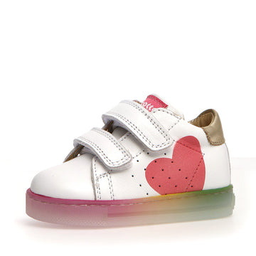 Falcotto Girl's Heart Sneakers, White/Lime