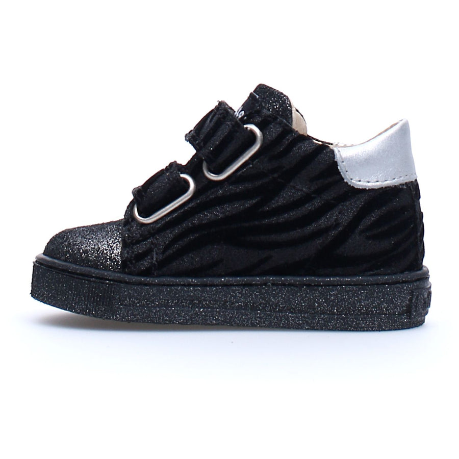 Falcotto Boy's & Girl's Sasha Vl Suede Glitter/Fab Zebra Fashion Sneakers - Black/Canna Fucile