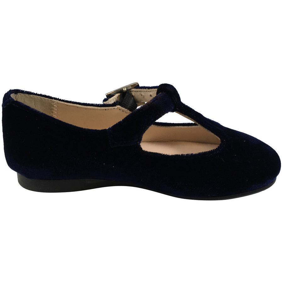 Papanatas by Eli Girl's 6427 Velvet Navy T-Strap Buckle Mary Jane Flats - Just Shoes for Kids
 - 3