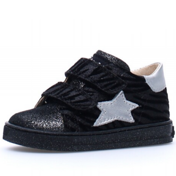 Falcotto Boy's & Girl's Sasha Vl Suede Glitter/Fab Zebra Fashion Sneakers - Black/Canna Fucile