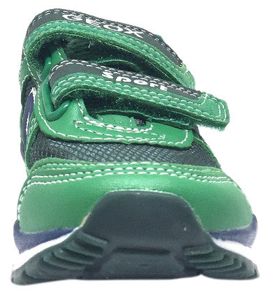 Geox Boy's Pavel Green & Navy Double Hook and Loop Strap Sneaker