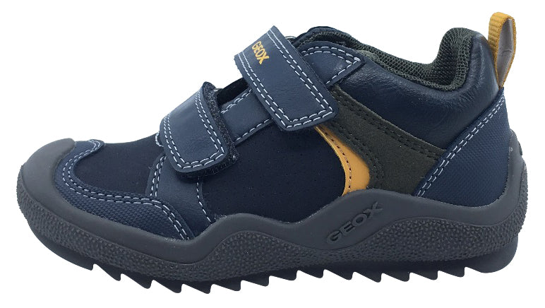 Geox Boy's J Artach Sneaker Shoes, Navy/Yellow