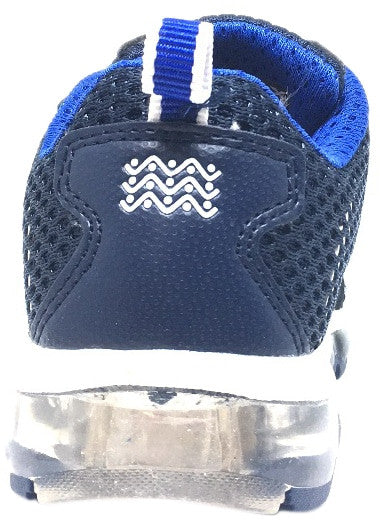 Geox Respira Boy's Android Navy & White Mesh Light Up Double Hook and Loop Sneaker