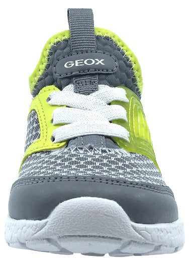 GEOX Boy's Sveth Elastic Lace Slip-On Sneaker (Grey/Yellow)