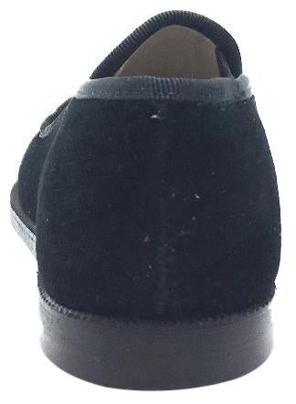 Hoo Shoes Boy's & Girl's Black Velvet Leather Lined Smoking Loafer Flats