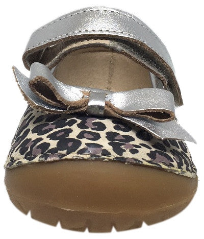 Old Soles Girl's Pave Gabs Jane Cat Print with Silver Leather Hook and Loop Bow Mary Jane Walking Shoe
