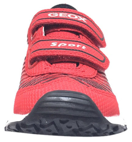 Geox Boy's Bernie Red & Black Double Hook and Loop Strap Sneaker
