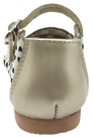 Luccini Girl's Open Cut Soft Gold Leather Mary Jane