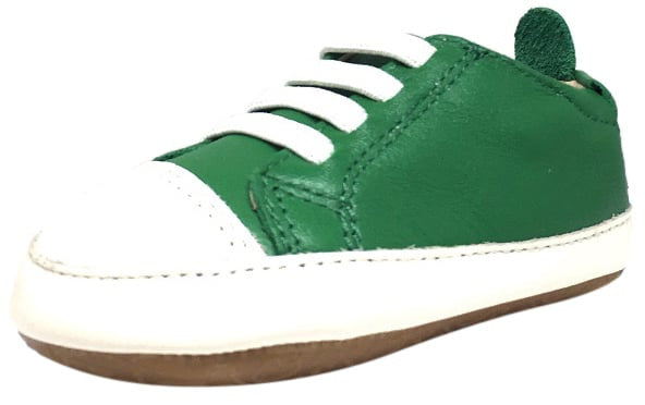 Old Soles Boy's and Girl's 106R Eazy Jogger Green White Soft Leather Crib Walker Baby Shoes