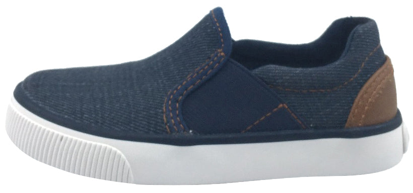 Geox Boy's and Girl's Kilwi Denim and Brown Canvas Slip-On Sneaker